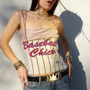 Rare vintage dolce and gabbana D&G corset baseball chick 00s stripe top
